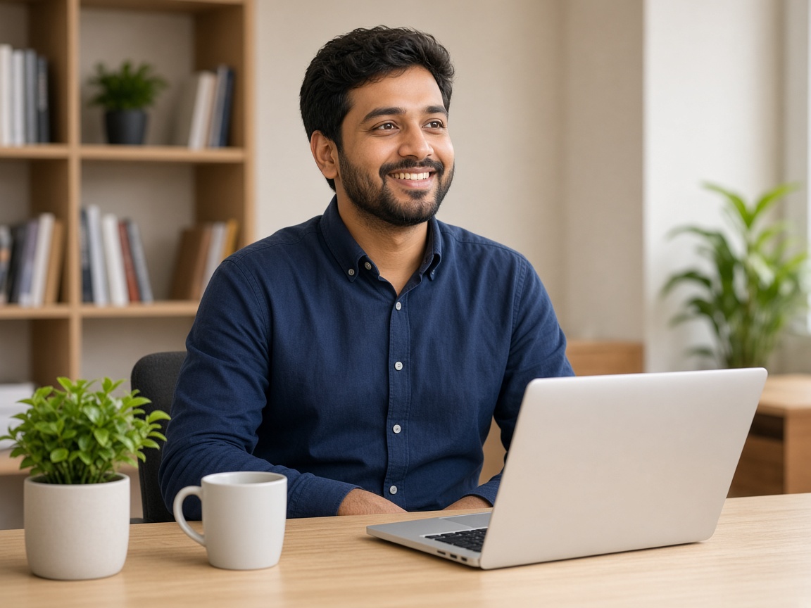 PG owner managing listings and rent from a laptop